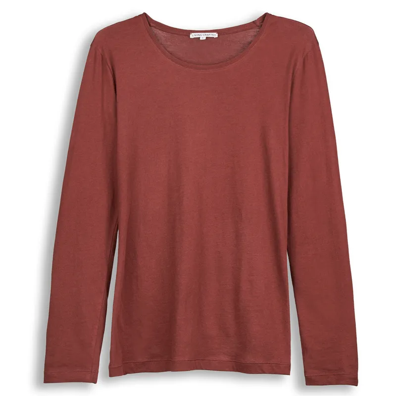 Living Crafts Living Crafts - Damen Langarm-Shirt (100% Bio-Baumwolle), Rot, – Produktbild 3 von 5