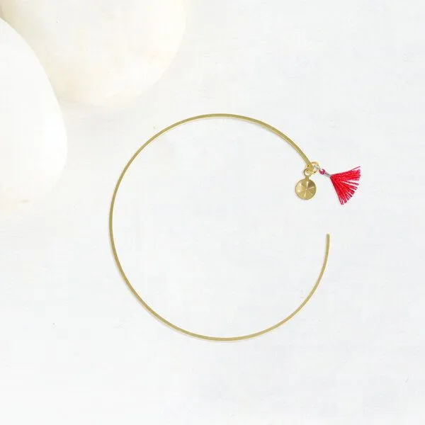 renna deluxe renna deluxe Armreif in Gold mit zwei Anhängern, Rot, – Produktbild 1 von 4