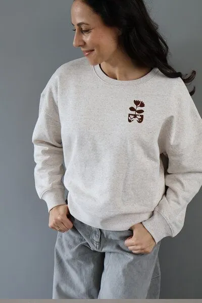 Kultgut Kultgut Artdesign - Pure Softly - Atmungsaktiver Pulloversweater / Laissez les fleurs, Natur (meliert), – Produktbild 4 von 4