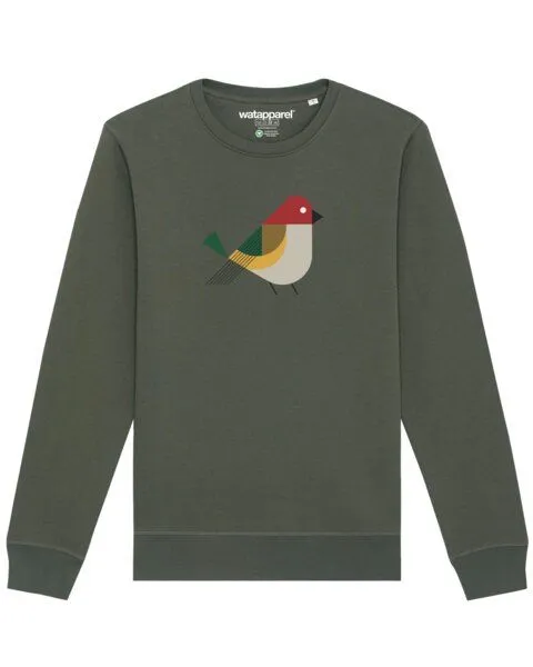 watapparel watapparel Sweatshirt Unisex Vogel, Khaki, – Produktbild 1 von 3