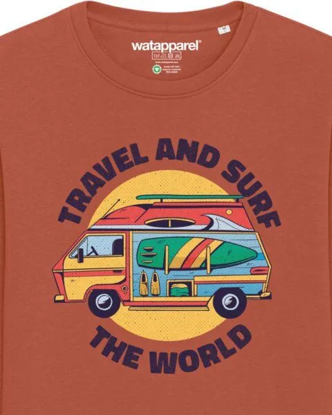 watapparel watapparel Sweatshirt Unisex Travel and surf, Heritage brown, – Produktbild 3 von 4