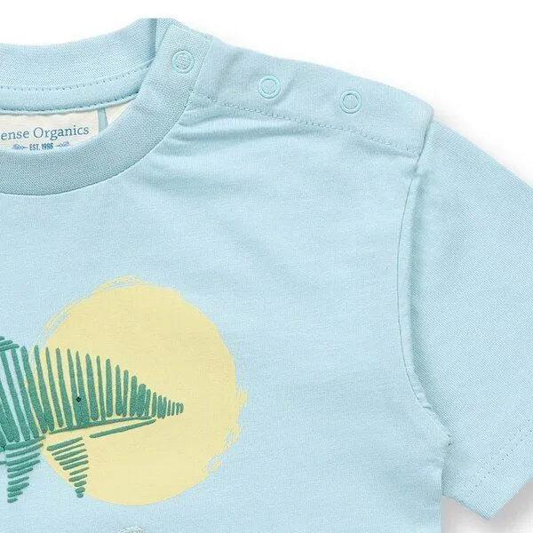 Sense Organics Sense Organics Baby T-Shirt, Modell ANTON, Delphin-druck auf hellblau, – Produktbild 2 von 3