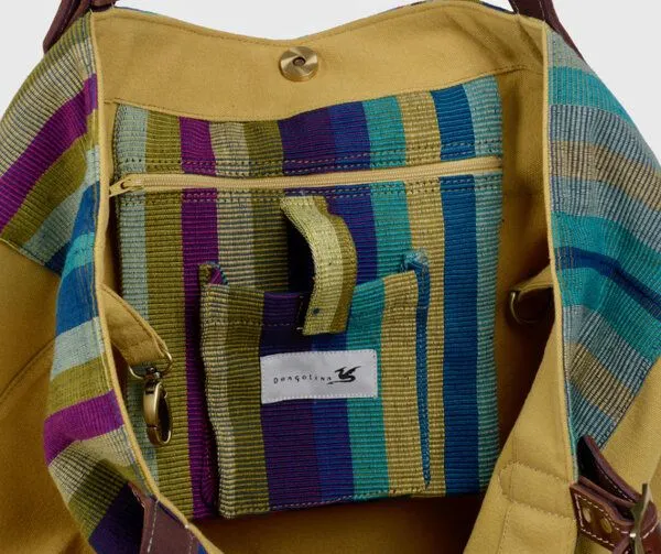 Dragolina Dragolina Shopper Miss Eve mit Webstoff der Pwo Karen, Schilf (gelb), – Produktbild 1 von 4