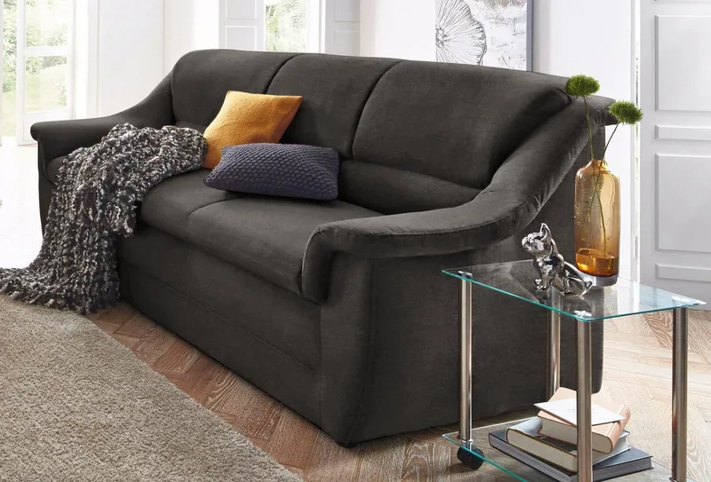 DOMO collection 3-Sitzer Lale formschönes & komfortables Sofa, zeitlos & elegant, Breite 198cm, optimal für kleinere Räume, Grau, – Produktbild 2 von 5