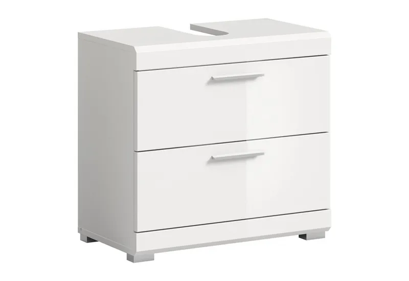 furnling Waschbeckenunterschrank Scott 2 Schubladen, Badmöbel, Badschrank, Badunterschrank, 60 cm breit, Weiß, – Produktbild 1 von 5