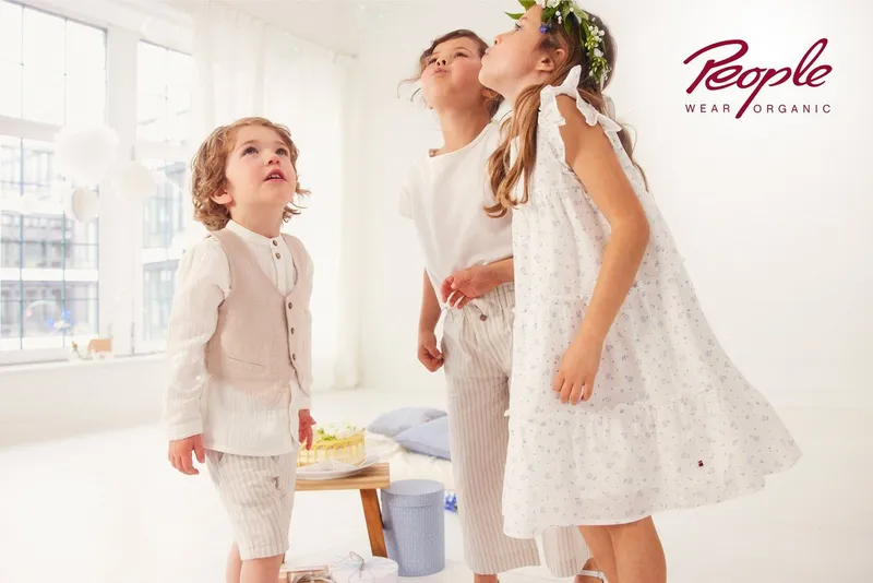 People Wear Organic People Wear Organic Sommerkleid, Kurzarmkleid aus Bio Baumwolle, Weiß, – Produktbild 4 von 4