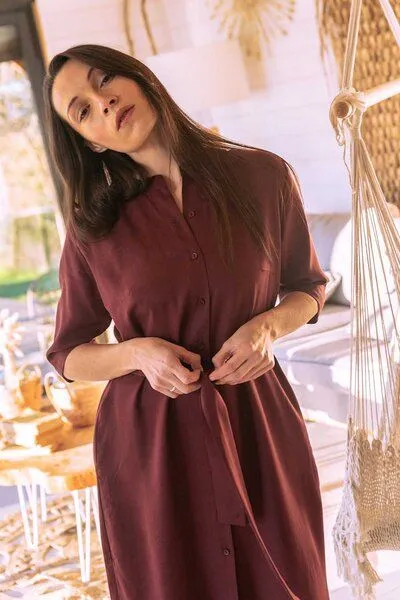 WiDDA berlin WiDDA berlin Hemdblusenkleid BAYA bordo aus TENCEL – Produktbild 3 von 4