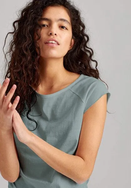 THOKKTHOKK ThokkThokk TT01 Cap Sleeve T-Shirt Damen (GOTS, vegan, Bio-Baumwolle), Green blue (grün-blau), – Produktbild 1 von 7