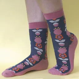 Fräulein Prusselise Fräulein Prusselise Tulpen Socke blau rosa, bunt gemustert – Produktbild 1 von 1