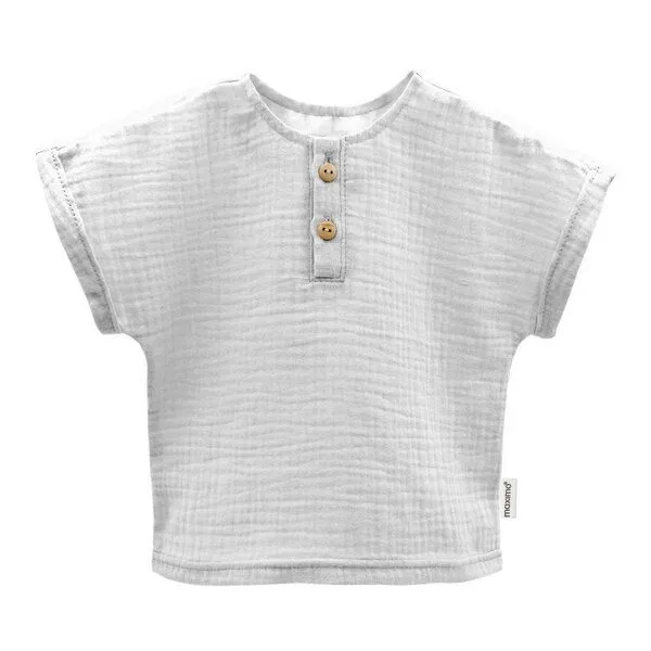 Maximo maximo Baby Hemd Kurzarm Bio Baumwolle Musselin, Beigemeliert löwe, – Produktbild 2 von 2