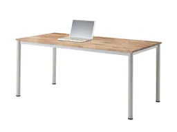 Memo Schreibtisch "CONTACT Base" höheneinstellbar, 160 x 80 cm, silber, Eiche geölt – Produktbild 1 von 1