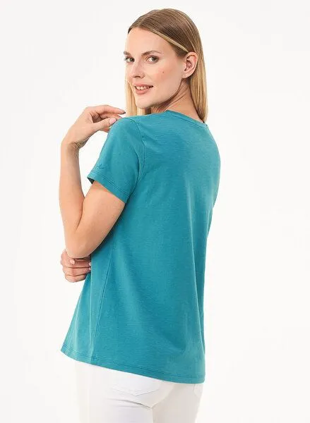 ORGANICATION ORGANICATION T-Shirt aus Bio-Baumwolle mit Stickerei, Grün(petrol green), – Produktbild 3 von 4
