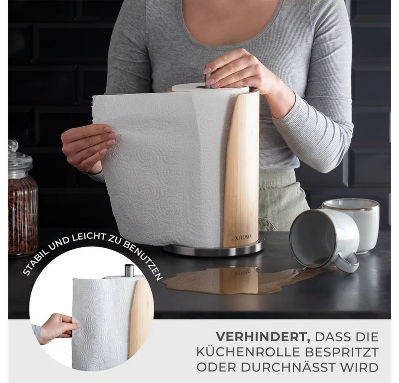 Exitoso Küchenrollenhalter ST Pole Küchenrolle, Küchentücher Stand Arbeitsplatte Bad Küche Büro Restaurant, Braun, – Produktbild 4 von 5