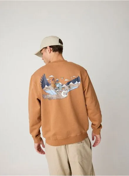 KnowledgeCotton Apparel KnowledgeCotton Apparel Lockeres Sweatshirt mit Rückenprint aus Bio-Baumwolle, Braun-lion, – Produktbild 4 von 4