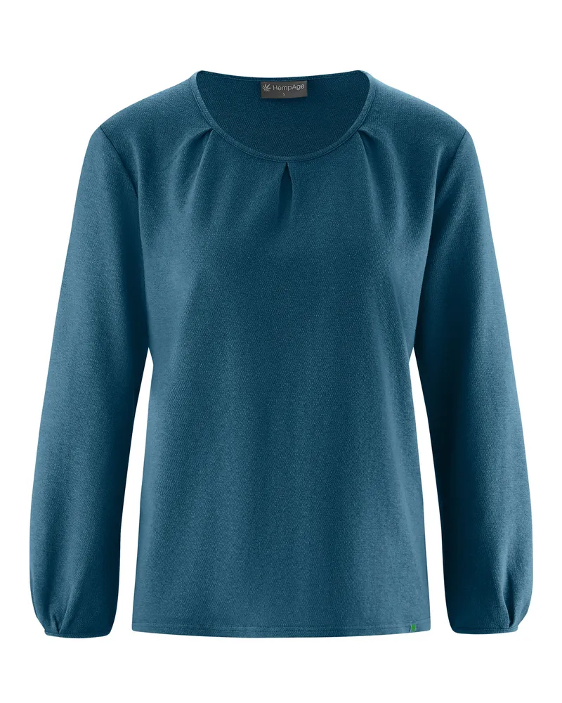 HempAge Hempage Damen vegan Reef Shirt Mit Langen Ärmeln In Teal, Blau, – Produktbild 4 von 4