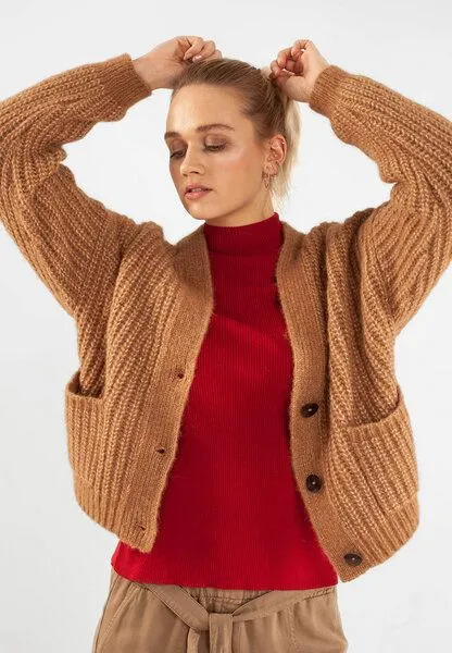 Alma & Lovis Alma & Lovis Cardigan im Grandpa-Style mit Alpaka | Grandpa Jacke, Camel (kamel), – Produktbild 1 von 4