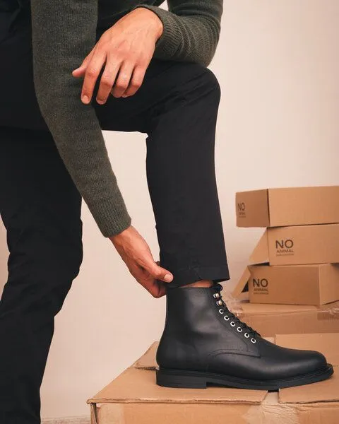 Nae Vegan Shoes Nae Vegan Shoes NAE | Jules Vegane Herrenstiefel – Schnürstil mit Reißverschluss, Schwarz, – Produktbild 4 von 4