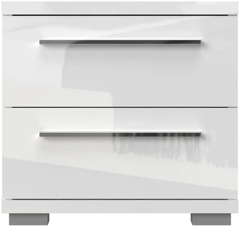 OTTO home Nachtkommode Piano, Nachttisch aus FSC-zertifiziertem Holzwerkstoff, Made in Europe (45/40/43 oder 61cm (B/T/H), ideal passend zum Boxspringbett), UV lackiert, hochglänzend, Soft-Close Funktion, 2 oder 3 Schubladen, Weiß, – Produktbild 3 von 8