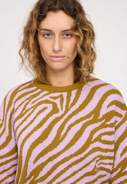 Mazine Mazine Baumwollstrickpullover Zebra, Olive-rosa, – Produktbild 4 von 4