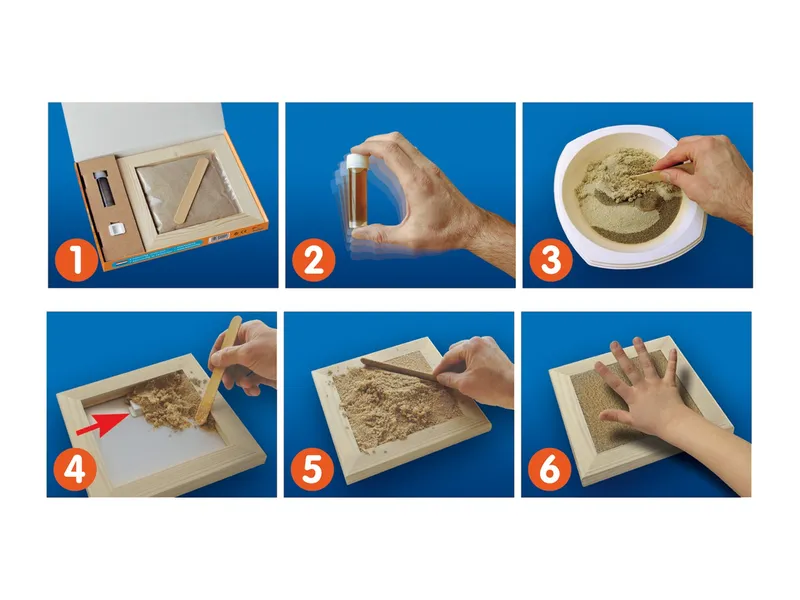 HANS NATUR HANS NATUR Sand Memories Hand- oder Fußabdruck mit Holzrahmen außen 21 x 21 cm, innen 15 x 15 cm, Natur, – Produktbild 2 von 2