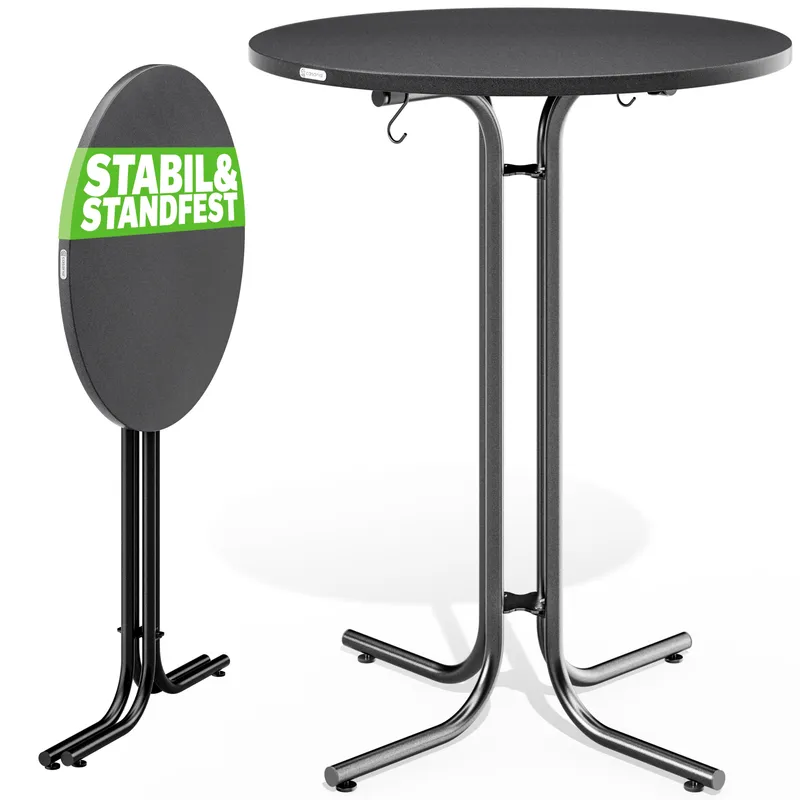 Casaria® Stehtisch Grau Ø70x110cm klappbar Outdoor höhenverstellbar bis 100kg – Produktbild 2 von 2