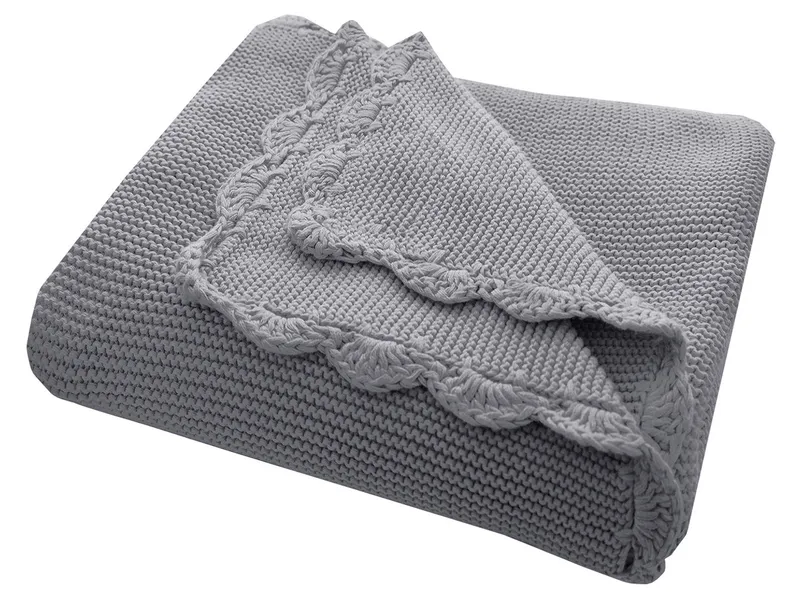 HANS NATUR HANS NATUR Babydecke Bio-Baumwolle mit Muschelkante 80 x 100 cm, Grau, – Produktbild 1 von 2