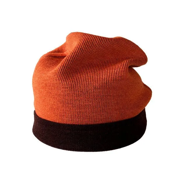 austriandesign.at austriandesign.at BeanieMütze reversibel aus extrafeiner Merinowolle, Rotbraun/orange, – Produktbild 3 von 4