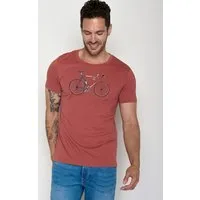 GreenBomb GREENBOMB Bike Jacques Guide - Sportliches T-Shirt aus Bio-Baumwolle / hochwertiger Print / GOTS / Fair & Vegan, Rot (sonnenuntergangsrot), – Produktbild 1 von 1
