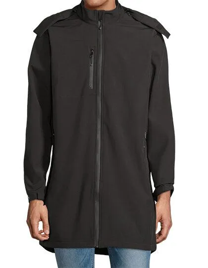 NEOBLU NEOBLU Unisex Softshellmantel lange Jacke Wasserdicht mit abnehmbare Kapuze Fleecefutter innen, Blau, – Produktbild 3 von 3