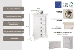 OTTO home Kommode Rustic, Schubkastenkommode, mit 5 Schubladen (Made in Europe), Breite 48cm, aus massiver Kiefer, 5 Schubladen, FSC®-zertifiziert – Produktbild 1 von 1
