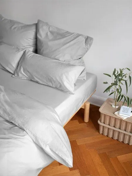 erlich textil erlich textil Cotton Select Spannbettlaken aus Baumwolle (aus Umstellung auf biologischen Anbau), made in Europe, Hellgrau, – Produktbild 2 von 4