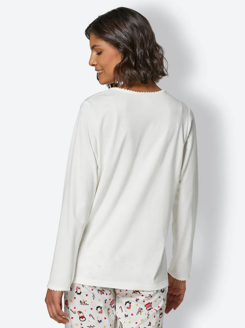 wäschepur Schlafanzug-Shirt ecru, Ecru, – Produktbild 1 von 2