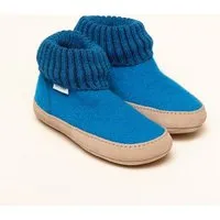 Gottstein Gottstein Hüttenschuh Dakota - Hoher Filzhausschuh für Damen & Herren aus 100% Schurwolle mit extra bequemer Ledersohle & elastischem Strickbund, Blau, – Produktbild 1 von 1