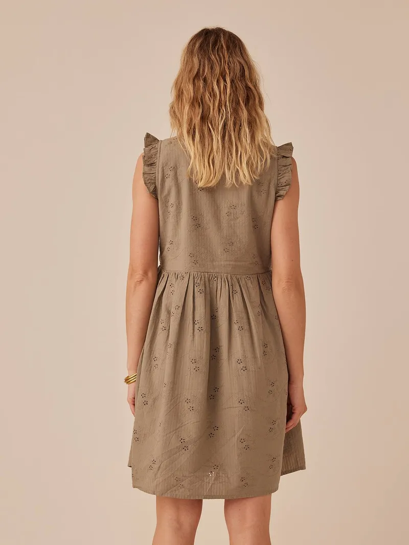 Envie De Fraise Kurzes Kleid für Schwangerschaft & Stillzeit ENVIE DE FRAISE, Khaki, – Produktbild 3 von 4