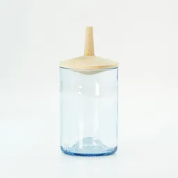 nest-gestaltung nest-gestaltung Blaues Recyclingglas mit Kreisel-Holzdeckel – Produktbild 1 von 1
