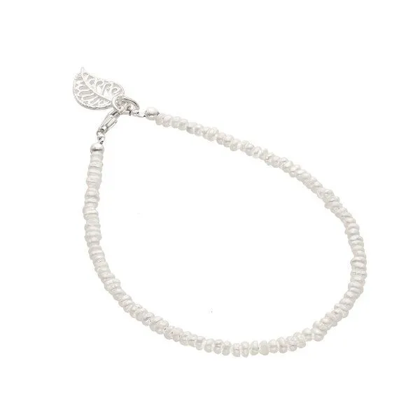 pakilia pakilia Silber Armband Perlen mit Blatt-Anhänger Fair-Trade und handmade – Produktbild 1 von 1