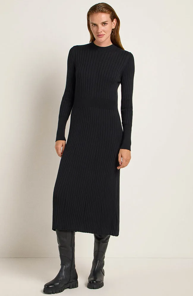 LANIUS Lanius Damen vegan Kleid Struktur Schwarz, Schwarz, – Produktbild 1 von 2
