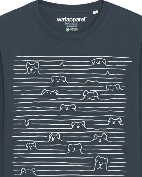 watapparel watapparel Sweatshirt Unisex Doodle Dogs, India ink grey, – Produktbild 3 von 3