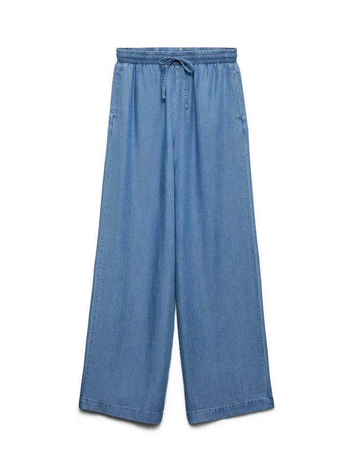 Vero Moda Schlupfhose VMBREE HW LONG LOOSE TENCEL PANTS GA Viskose, loose fit, Blau, – Produktbild 5 von 5