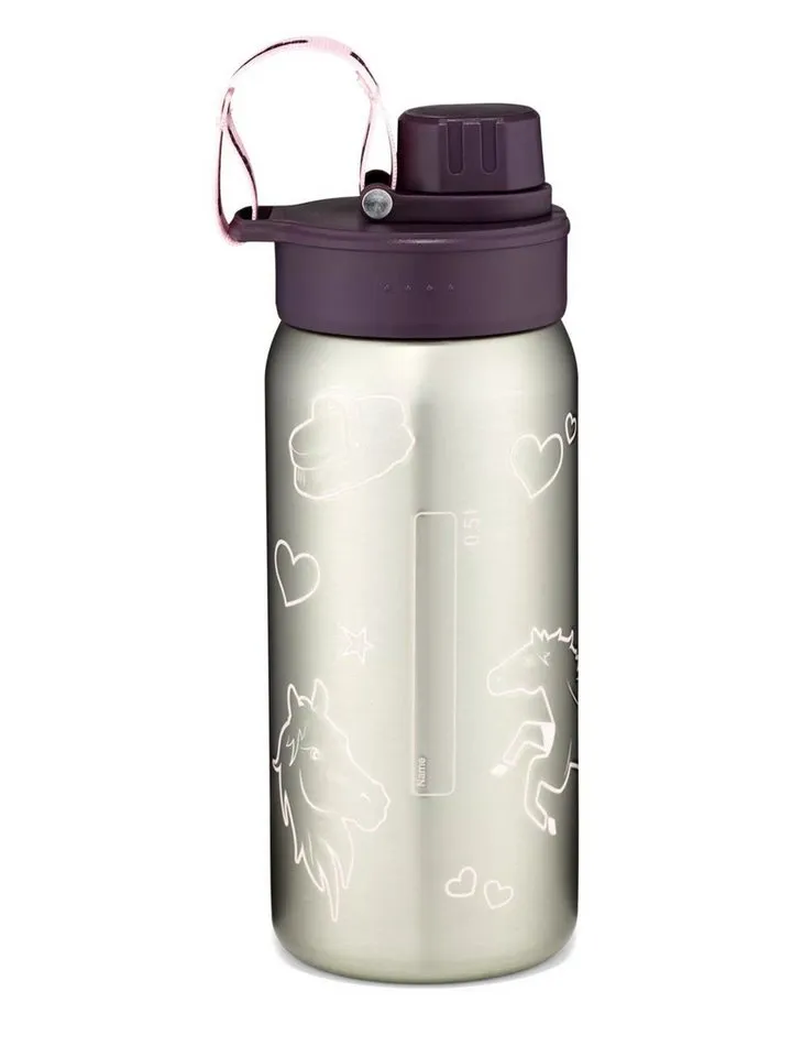 Ergobag Ergobag Trinkflasche Edelstahl Trinkflasche, auslaufsicher und kohlensäuregeeignet, Grün|lila, – Produktbild 2 von 8