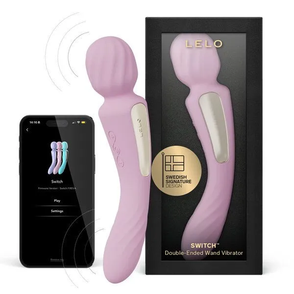 LELO LELO SWITCH Doppelseitiger Stabvibrator für Frauen mit Bluetooth-App und 12 Lustmodi, Rosa, – Produktbild 1 von 4