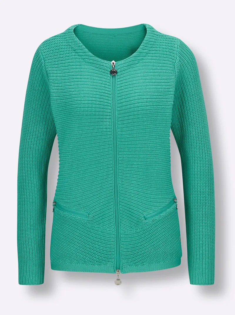 Strickjacke, Blaugrün, – Produktbild 2 von 2
