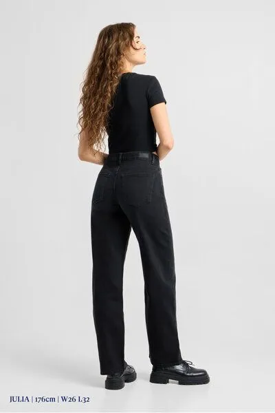 DAWN Damen Jeans ASH Barrel Leg Minimal Stretch DAWN Bio-Baumwolle, Black denim, – Produktbild 3 von 4