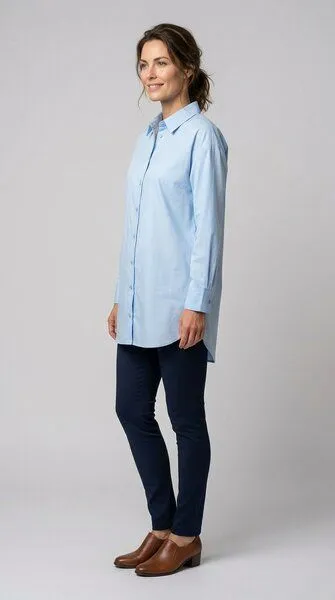 LANA Organic LANA Organic Hemdbluse, Modell Narcisa, Morning sky, – Produktbild 3 von 4