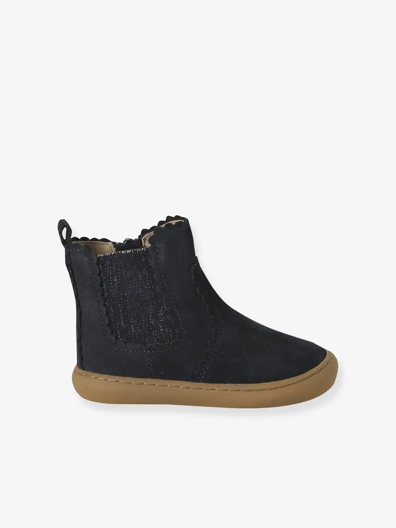 Vertbaudet Vertbaudet Baby Chelsea-Boots aus Leder mit Reißverschluss, Marine, – Produktbild 2 von 4