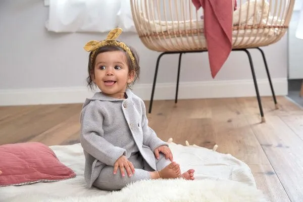 Lässig Lässig Baby Jacke - Knitted Hoodie GOTS, Garden Explorer, Aqua light pink, – Produktbild 2 von 2