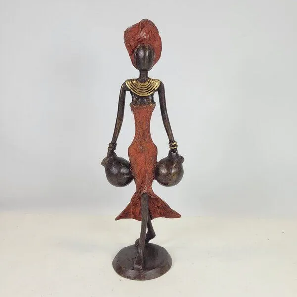Moogoo Creative Africa Moogoo Creative Africa Bronze-Skulptur "Frau mit zwei Amphoren" by Soré | verschiedene Farben und Größen, Rot, – Produktbild 1 von 4