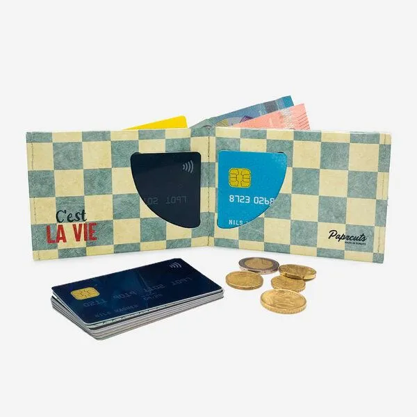 paprcuts paprcuts RFID Portemonnaie, C'est la vie (beige blau), – Produktbild 3 von 4