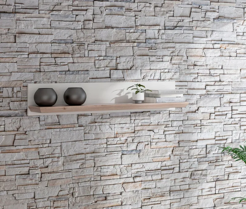 FORTE Wandregal Iloppa, Breite 145 und 205 cm, Weiß, – Produktbild 1 von 5