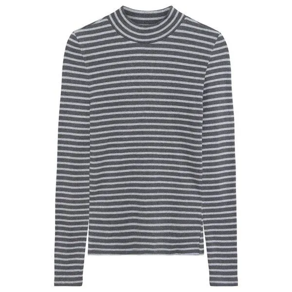KnowledgeCotton Apparel KnowledgeCotton Apparel Ripp-Longsleeve High Neck, Grey stripe, – Produktbild 1 von 4